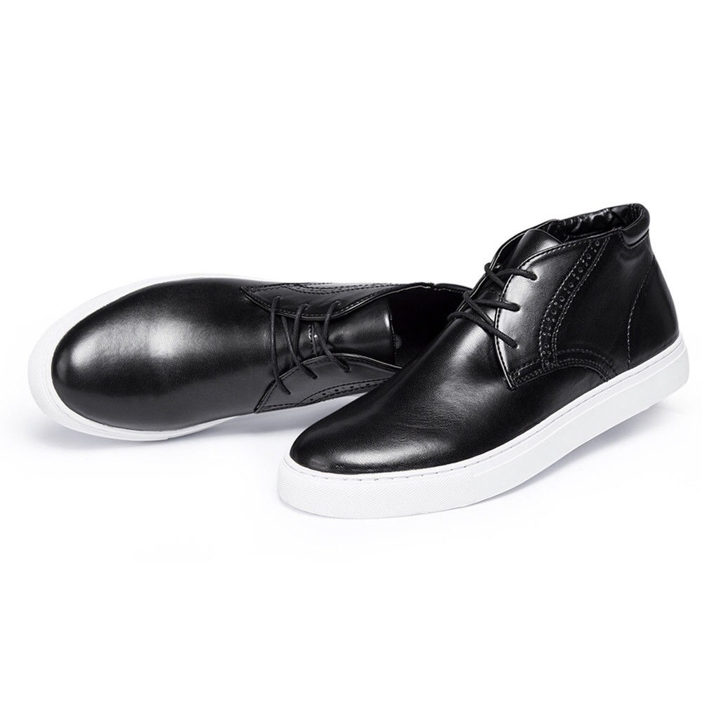 Men's Faux Leather Black Sneakers